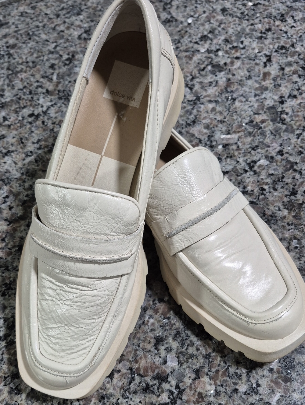 Dolce Vita Off-White Platform Penny Loafers